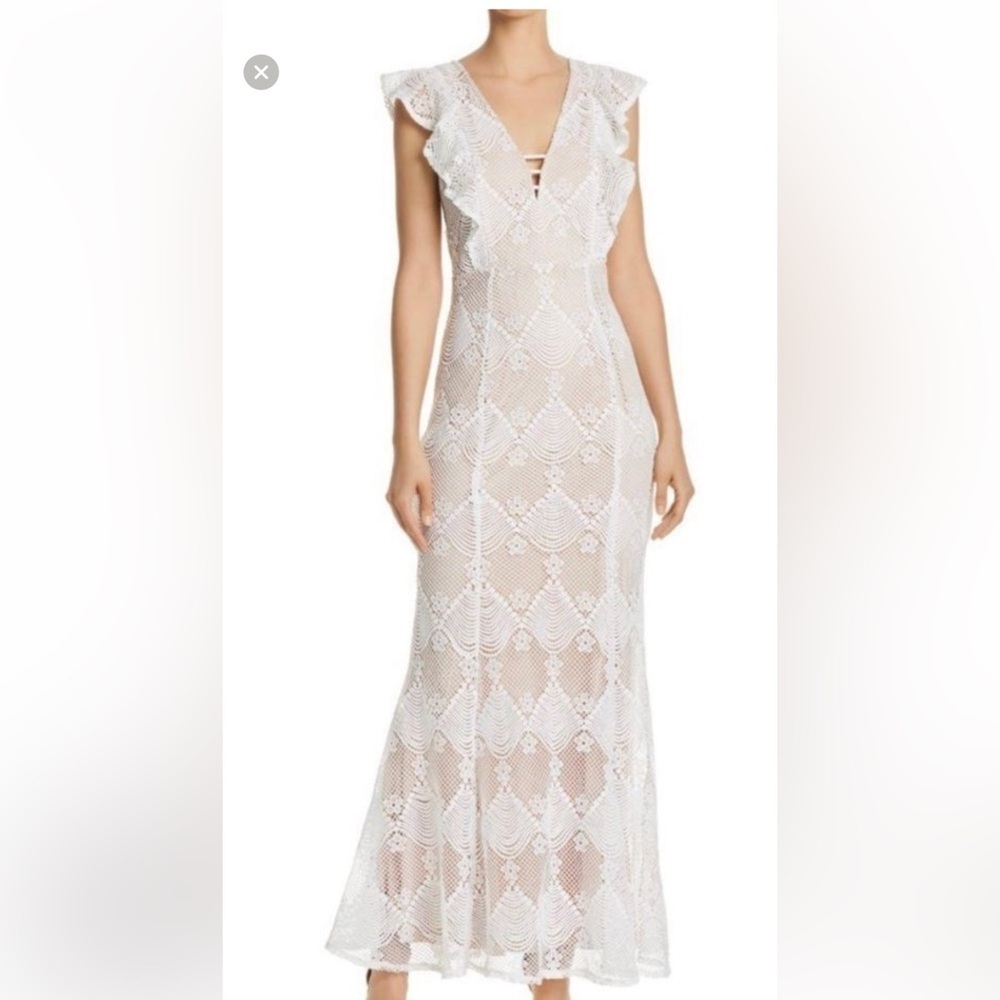 Aqua Bloomingdale’s Crochet lace fishtail maxi dress